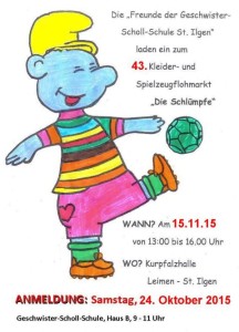 5729 - Flohmarkt schlümpfe Plakat 2015