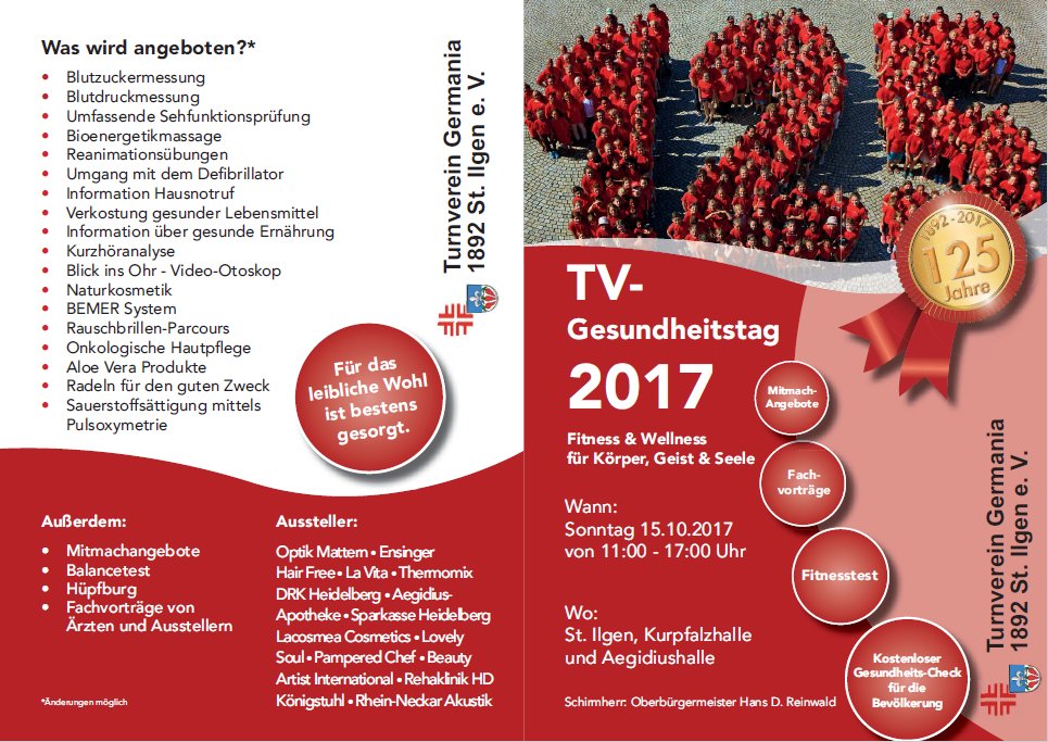 Gesundheitstag am 15. Oktober in der Kurpfalzhalle und Aegidiushalle St. Ilgen