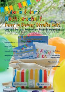 Fest-Starter-Set mit buntem Inhalt: Einladungskarten, Luftballons, Bingo-Spiel, Namensaufkleber und mehr.